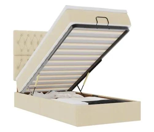 Ottomani Voodi Madratsiga, Kreemjas, 100X200 cm Kangas