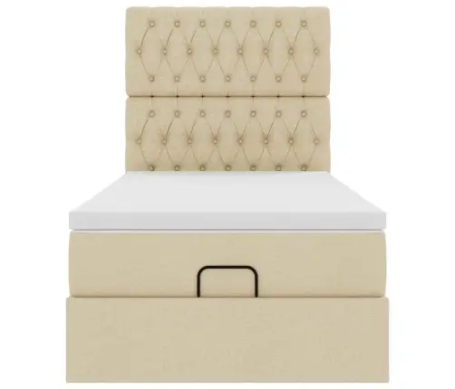 Ottomani Voodi Madratsiga, Kreemjas, 100X200 cm Kangas