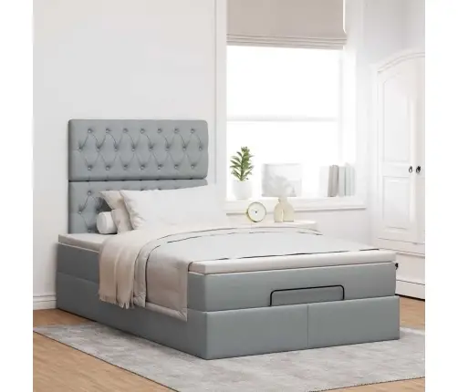 Osmaņu Gultas Rāmis Ar Matrača Gaiši Pelēks 120X190 Cm Audums Vidaxl