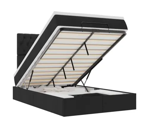 Osmanų Lova Su Čiužiniu, Juodas, 120X190cm Audinys