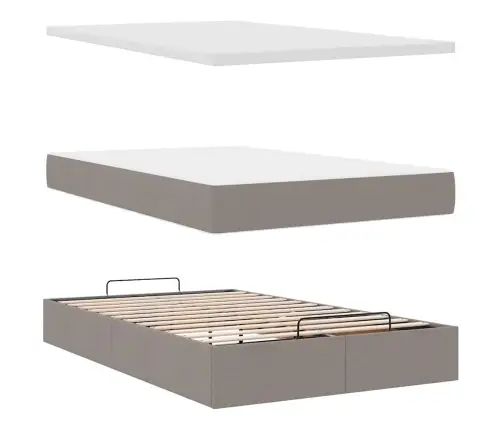 Osmaņu Gultas Rāmis Ar Matrača Pelēkbrūns 120X190Cm Audums Vidaxl