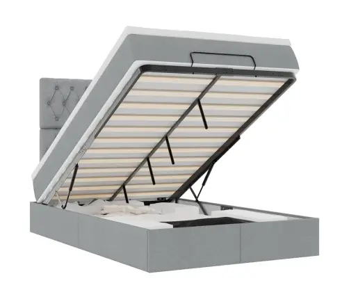 Ottomani Voodi Madratsiga, Helehall, 120X200cm Kangas