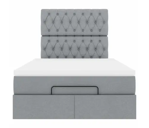 Ottomani Voodi Madratsiga, Helehall, 120X200cm Kangas