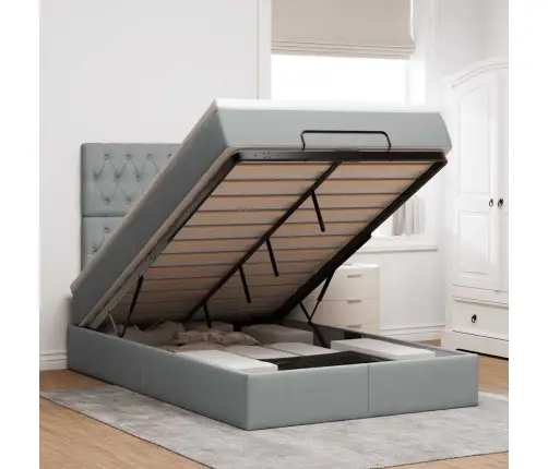 Ottomani Voodi Madratsiga, Helehall, 120X200cm Kangas