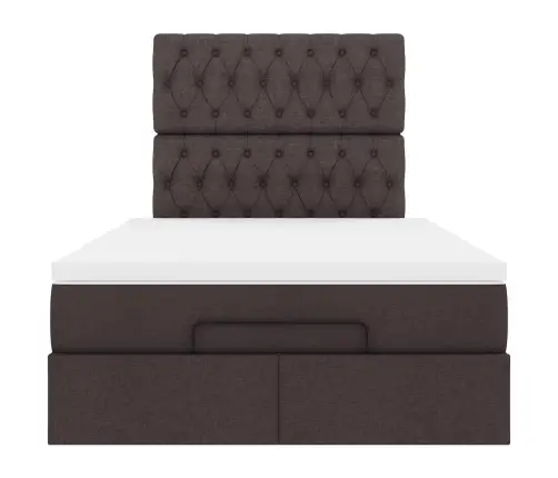 Osmaņu Gultas Rāmis Ar Matrača Tumši Brūns 120X200 Cm Audums Vidaxl