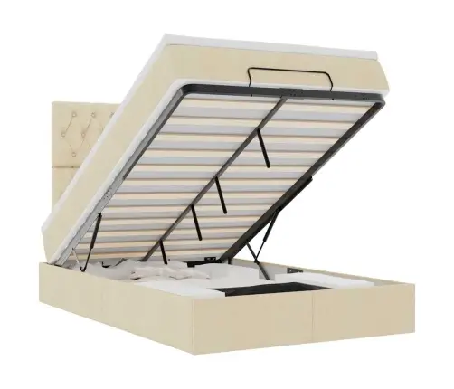 Osmaņu Gultas Rāmis Ar Matrača Krēmkrāsas 120X200 Cm Audums Vidaxl