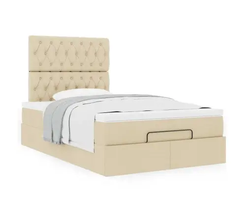 Osmaņu Gultas Rāmis Ar Matrača Krēmkrāsas 120X200 Cm Audums Vidaxl