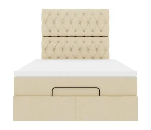 Osmaņu Gultas Rāmis Ar Matrača Krēmkrāsas 120X200 Cm Audums Vidaxl