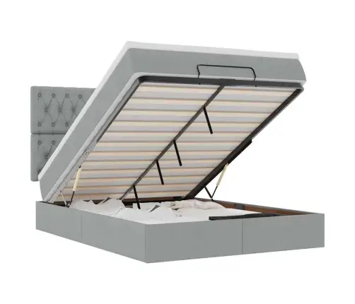 Osmanų Lova Su Čiužiniu, Pilkas, 140X190cm Audinys