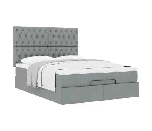 Osmanų Lova Su Čiužiniu, Pilkas, 140X190cm Audinys