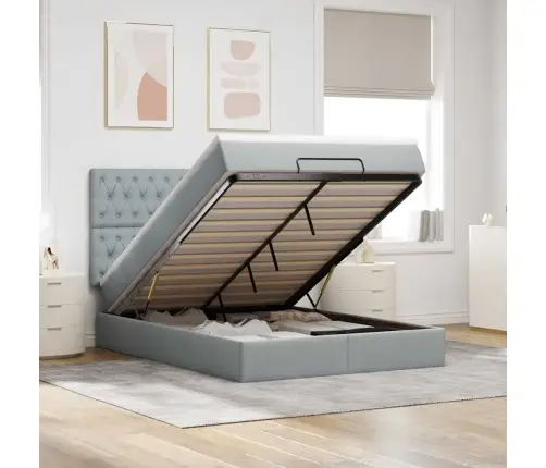 Osmanų Lova Su Čiužiniu, Pilkas, 140X190cm Audinys