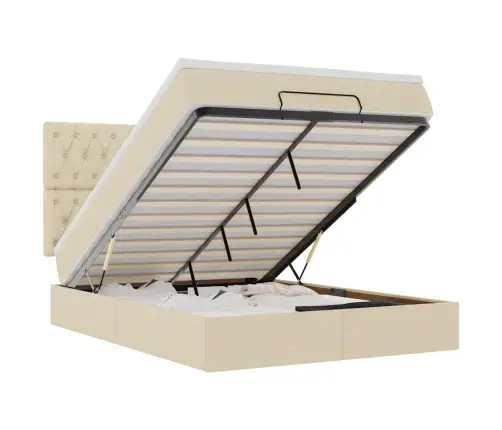 Osmaņu Gulta Ar Matraci, Krēmkrāsas, 140X190 Cm, Audums Vidaxl