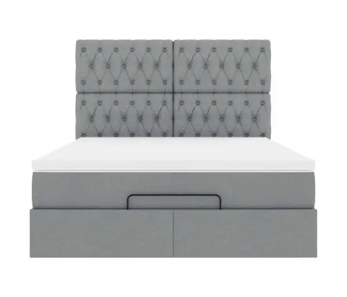 Osmaņu Gultas Rāmis Ar Matrača Gaiši Pelēks 140X200 Cm Audums Vidaxl