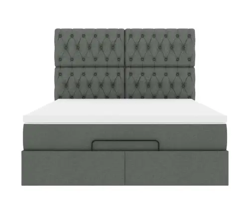 Osmanų Lova Su Čiužiniu, Pilkas, 140X200cm Audinys