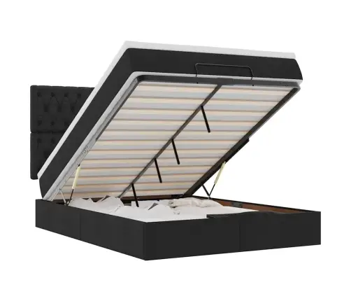 Osmaņu Gultas Rāmis Ar Matrača Melns 140X200 Cm Audums Vidaxl