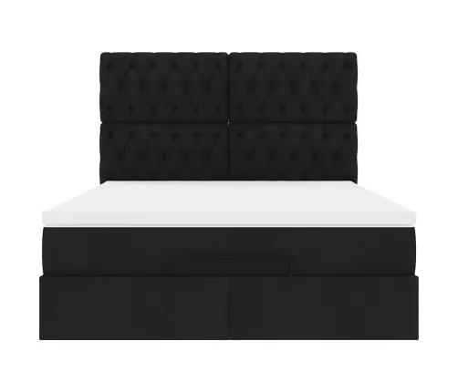 Osmaņu Gultas Rāmis Ar Matrača Melns 140X200 Cm Audums Vidaxl