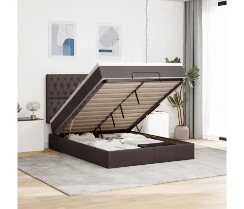 Osmaņu Gultas Rāmis Ar Matrača Tumši Pelēks 140X200Cm Audums Vidaxl