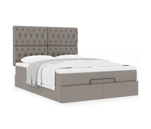 Osmaņu Gultas Rāmis Ar Matrača Pelēkbrūna 140X200 Cm Audums Vidaxl