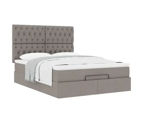 Osmaņu Gultas Rāmis Ar Matrača Pelēkbrūna 140X200 Cm Audums Vidaxl