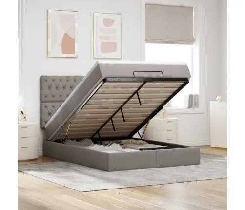 Osmaņu Gultas Rāmis Ar Matrača Pelēkbrūna 140X200 Cm Audums Vidaxl