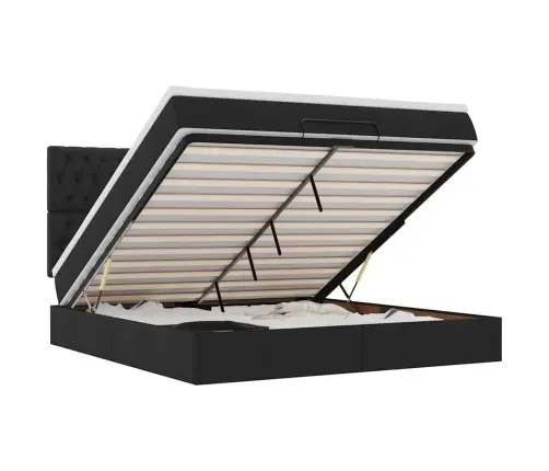 Ottomani Voodi Madratsiga, Must, 160X200 cm Kangas