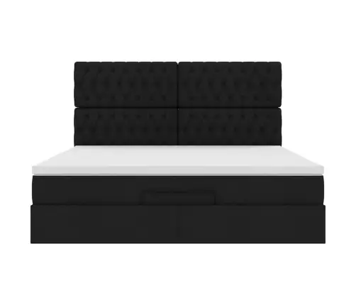 Ottomani Voodi Madratsiga, Must, 160X200 cm Kangas