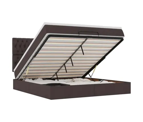 Ottomani Voodi Madratsiga, Tumepruun, 160X200 cm Kangas