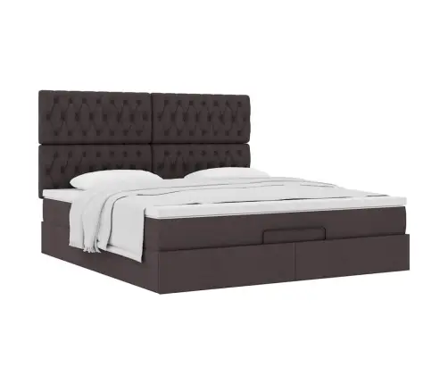 Ottomani Voodi Madratsiga, Tumepruun, 160X200 cm Kangas