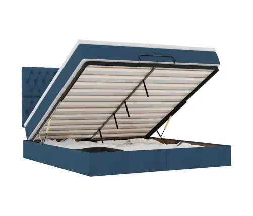 Osmaņu Gultas Rāmis Ar Matrača Zils 160X200Cm Audums Vidaxl