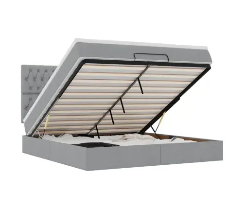 Osmanų Lovos Rėmas Su Čiužiniu, Pilkas, 180X200 cm Audinys