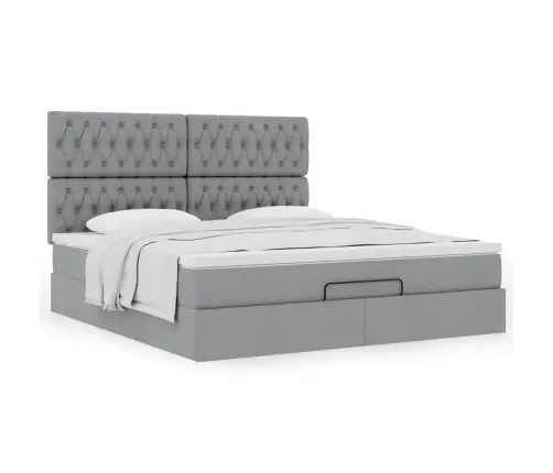 Osmanų Lovos Rėmas Su Čiužiniu, Pilkas, 180X200 cm Audinys