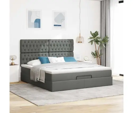 Osmaņu Gultas Rāmis Ar Matrača Tumši Pelēks 180X200Cm Audums Vidaxl