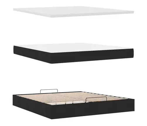 Osmaņu Gultas Rāmis Ar Matrača Melns 180X200Cm Audums Vidaxl