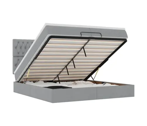 Osmaņu Gultas Rāmis Ar Matračiem Gaiši Pelēks 200X200Cm Audums Vidaxl