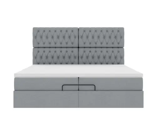 Osmaņu Gultas Rāmis Ar Matračiem Gaiši Pelēks 200X200Cm Audums Vidaxl