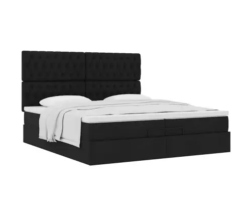 Osmaņu Gultas Rāmis Ar Matračiem Melns 200X200Cm Audums Vidaxl