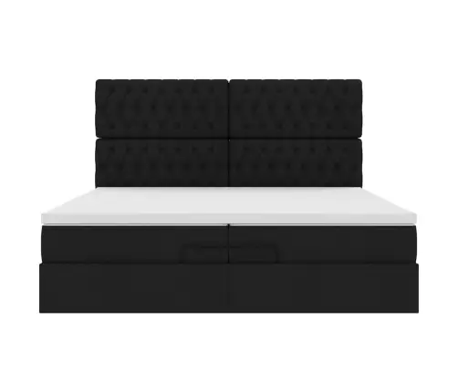 Osmaņu Gultas Rāmis Ar Matračiem Melns 200X200Cm Audums Vidaxl