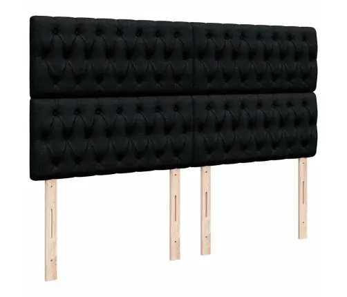 Osmaņu Gultas Rāmis Ar Matračiem Melns 200X200Cm Audums Vidaxl