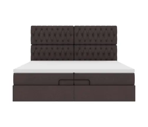 Osmaņu Gultas Rāmis Ar Matračiem Tumši Brūns 200X200Cm Audums Vidaxl