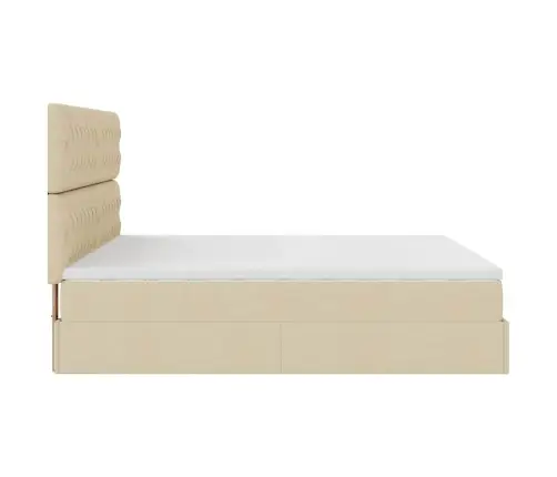 Osmaņu Gultas Rāmis Ar Matračiem Krēmkrāsas 200X200Cm Audums Vidaxl