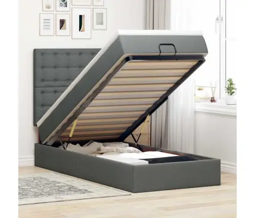 Osmaņu Gultas Rāmis Ar Matrača Tumši Pelēks 80X200 Cm Audums Vidaxl