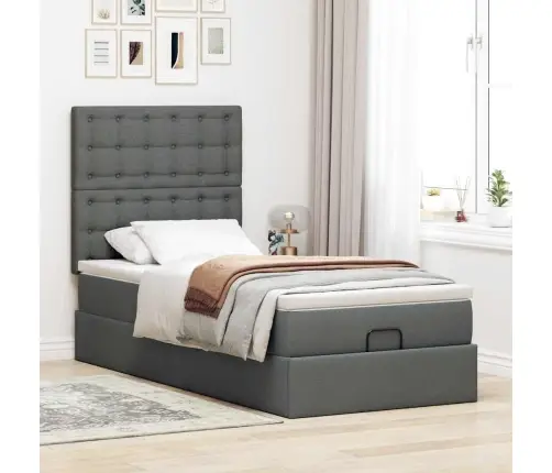 Osmaņu Gultas Rāmis Ar Matrača Tumši Pelēks 80X200 Cm Audums Vidaxl