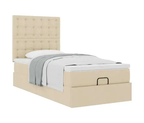 Osmaņu Gultas Rāmis Ar Matrača Krēma 80X200 Cm Audums Vidaxl