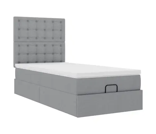 Osmaņu Gultas Rāmis Ar Matrača Gaiši Pelēks 90X190 Cm Audums Vidaxl