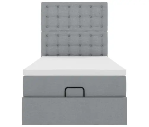 Osmaņu Gultas Rāmis Ar Matrača Gaiši Pelēks 90X190 Cm Audums Vidaxl