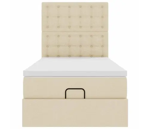 Osmaņu Gultas Rāmis Ar Matrača Krēma 90X190 Cm Audums Vidaxl