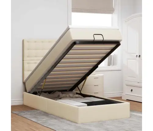 Osmaņu Gultas Rāmis Ar Matrača Krēma 90X190 Cm Audums Vidaxl