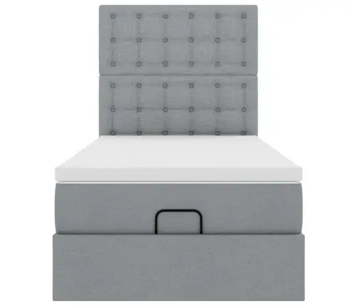 Ottomani Voodi Madratsiga, Helehall, 90X200 cm Kangas