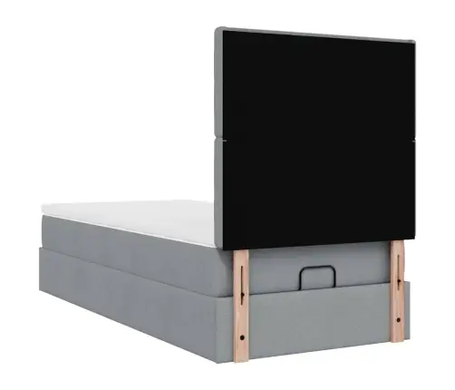 Ottomani Voodi Madratsiga, Helehall, 90X200 cm Kangas