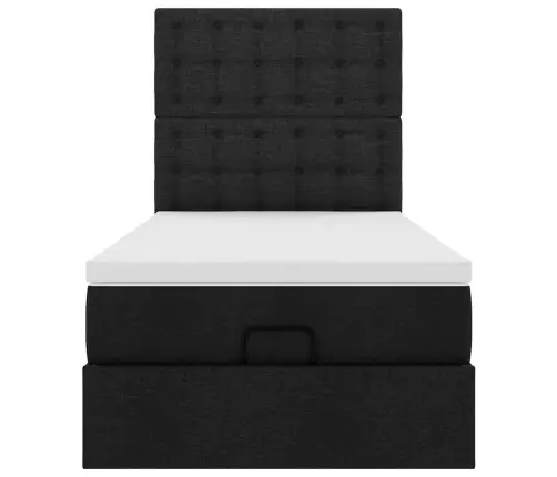 Ottomani Voodi Madratsiga, Must, 90X200 cm Kangas